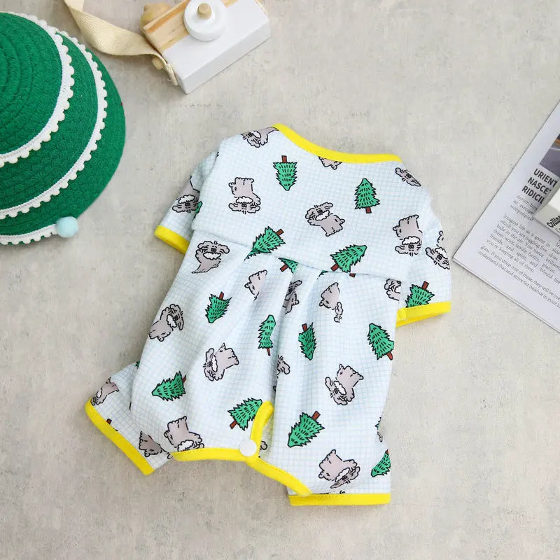 Fashion Pet Dog Clothes for Small Dogs Spring Dog Jumpsuit Cartoon Print Puppy Pajamas Cute Cat Clothing Pet Chihuahua Clothes PawPrint Treasures
