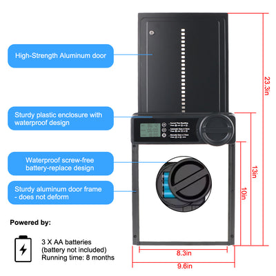 Anti-Pinch Function Small Pet Supplies Retractable Door LCD Display Safety Gate Automatic Chicken Coop Door Controlled Open