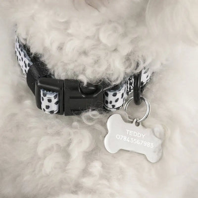 Stainless Steel Dog Id Tag Personalized Engraved Double Sided Pet Name Tag Circle Bone