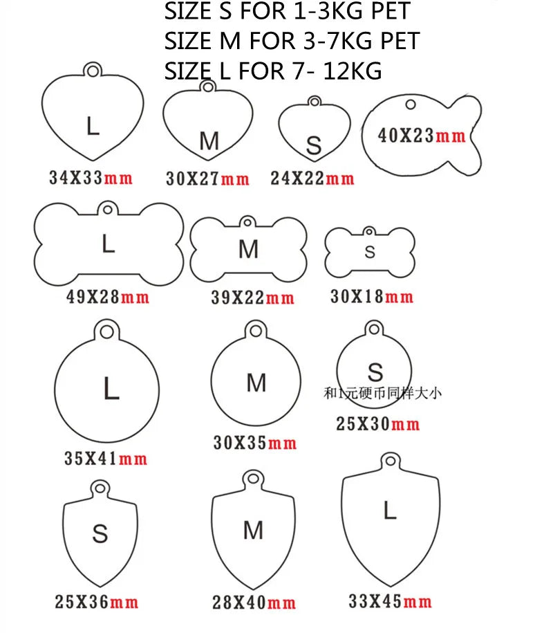 Stainless Steel Dog Id Tag Personalized Engraved Double Sided Pet Name Tag Circle Bone