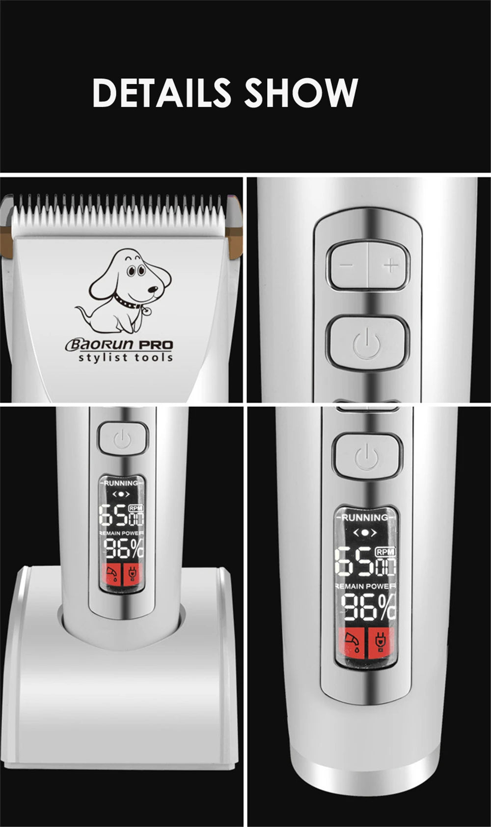 BaoRun P9 Dog HairClipper Professional LCD Screen Pet Cat Clippers Electric Grooming Trimmer Rechargeable Haircut Machine Animal