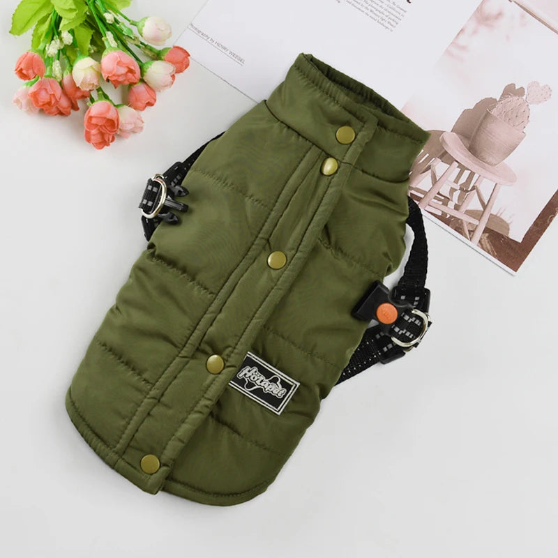 Winter Dog Clothes For Small Dogs Warm Puppy Pet Vest Jacket With Harness Reflective Adjustable Dog Coat Chihuahua Clothing