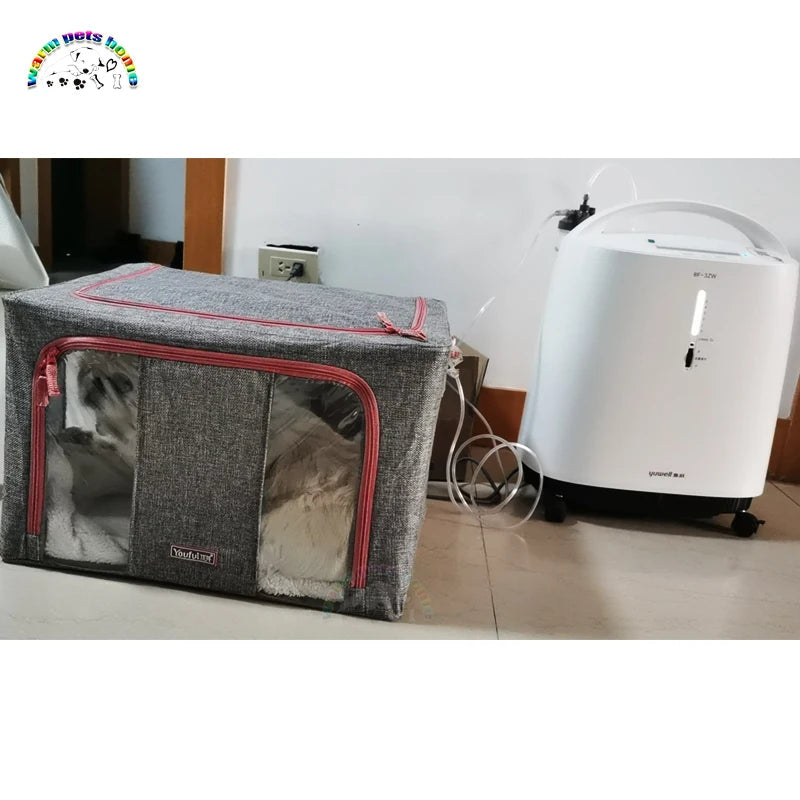 Pet Oxygen Cage for Puppy Kitten Turtle Lizard Bird Atomization Cages Linen Foldable Box Veterinary Equipment PawPrint Treasures