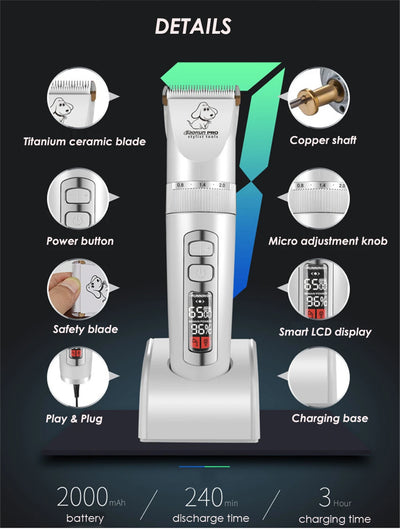 BaoRun P9 Dog HairClipper Professional LCD Screen Pet Cat Clippers Electric Grooming Trimmer Rechargeable Haircut Machine Animal