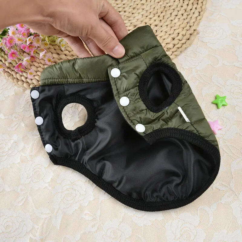 Pet Dog Padded Vest Jacket Warm Clothes Puppy Pet Clothes Winter Sleeveless Coat Clothing For Dogs Costume Vest Apparel PawPrint Treasures