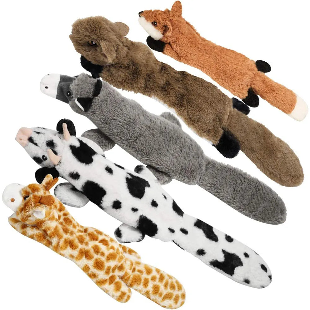 Skinny No Stuffing Squeaky Plush Dog Chew Toys Cute Simulated Animal Shape Dog Chewing Toy Durable Pet Puppy Toy with Squeakers