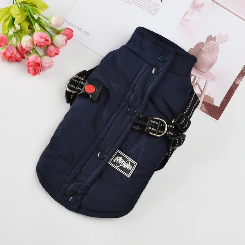 Winter Dog Clothes For Small Dogs Warm Puppy Pet Vest Jacket With Harness Reflective Adjustable Dog Coat Chihuahua Clothing