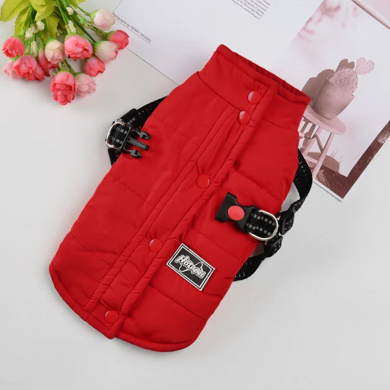 Winter Dog Clothes For Small Dogs Warm Puppy Pet Vest Jacket With Harness Reflective Adjustable Dog Coat Chihuahua Clothing