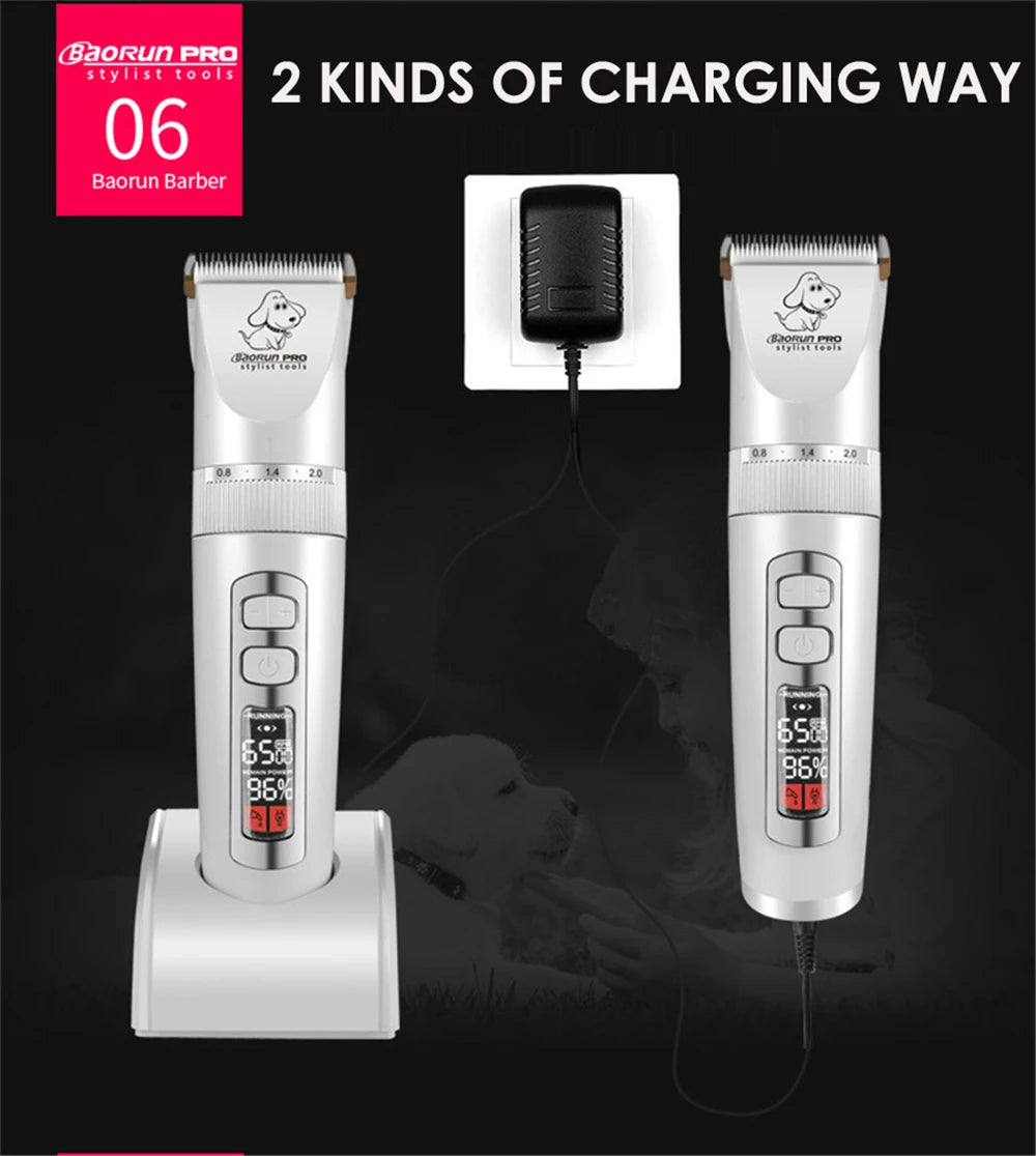 BaoRun P9 Dog HairClipper Professional LCD Screen Pet Cat Clippers Electric Grooming Trimmer Rechargeable Haircut Machine Animal