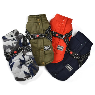 Winter Dog Clothes For Small Dogs Warm Puppy Pet Vest Jacket With Harness Reflective Adjustable Dog Coat Chihuahua Clothing