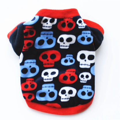 Warm Fleece Pet Dog Clothes Cute Skull Printed Pet Coat Puppy Dogs Shirt Jacket French Bulldog Pullover Camouflage Dog Clothing PawPrint Treasures