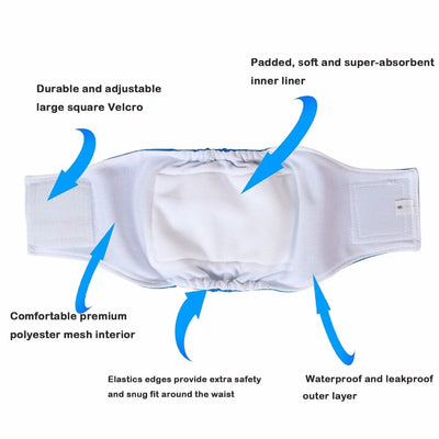 Ohbabyka 4Pack Washable Belly Bands for Male Dogs Reusable Adjustable Male Dog Diaper High Absorbing Belly Bnad for Small Dogs