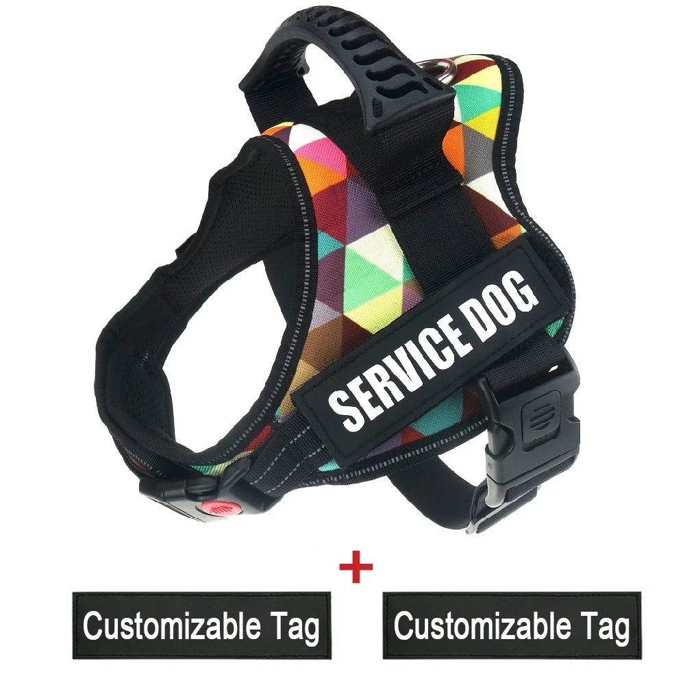 Reflective Nylon Pet Dog Harness All Weather Service Dog Vest Padded Adjustable Safety Vehicular Lead For large medium small Dog