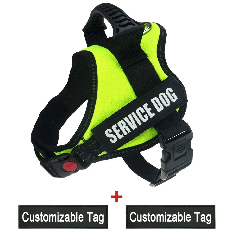 Reflective Nylon Pet Dog Harness All Weather Service Dog Vest Padded Adjustable Safety Vehicular Lead For large medium small Dog