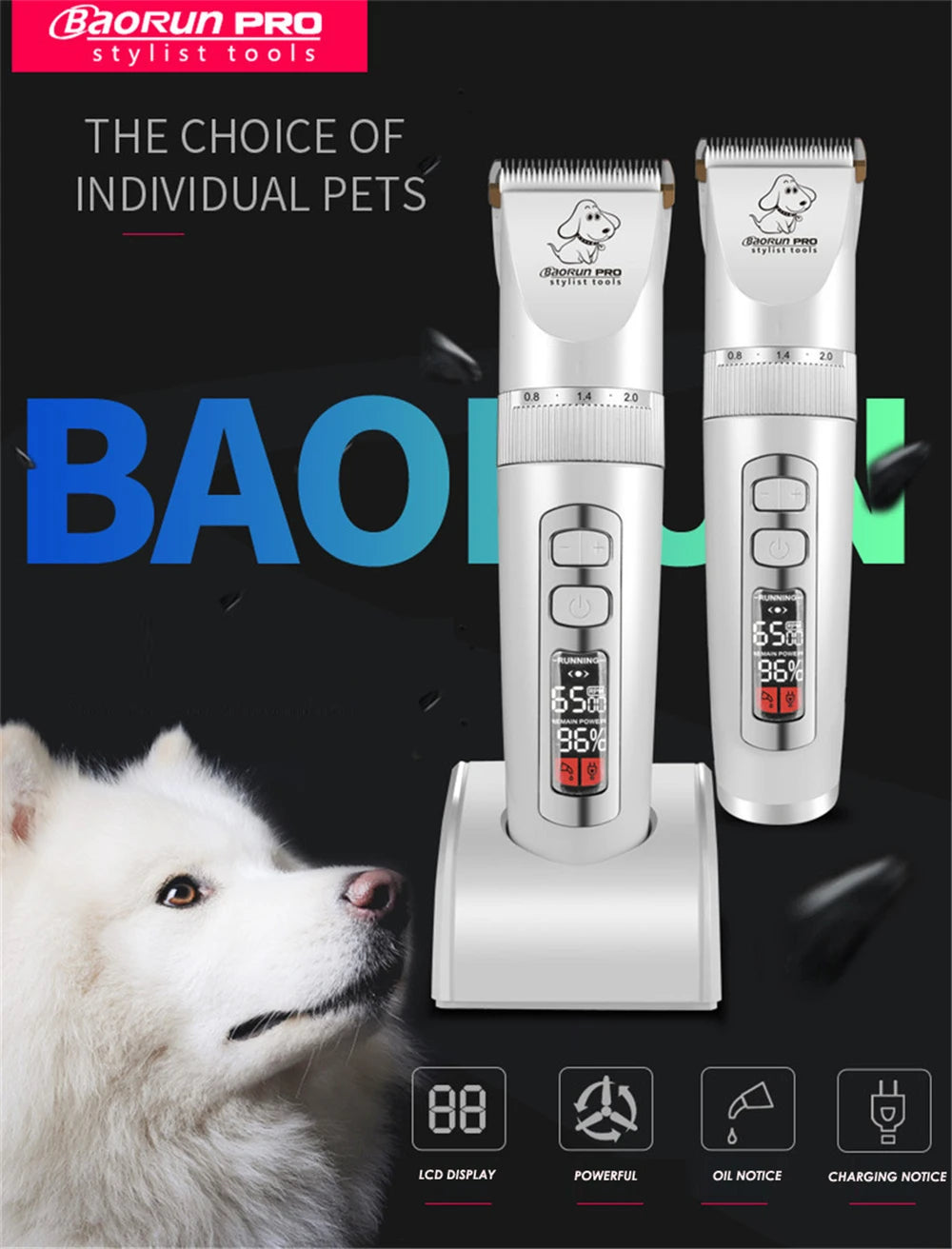 BaoRun P9 Dog HairClipper Professional LCD Screen Pet Cat Clippers Electric Grooming Trimmer Rechargeable Haircut Machine Animal