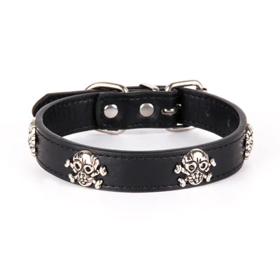 Fashion Pet Collars Dog Collar Skull Leather Pet Collar Puppy Choker Cat Necklace Halloween Pet Accessory