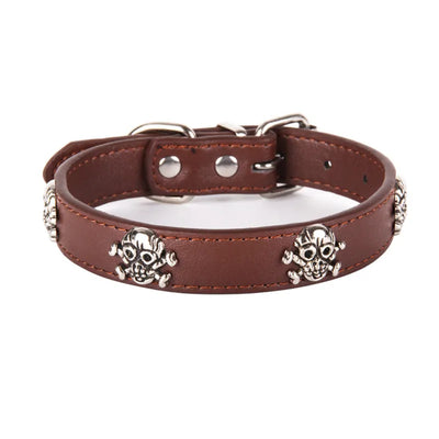 Fashion Pet Collars Dog Collar Skull Leather Pet Collar Puppy Choker Cat Necklace Halloween Pet Accessory