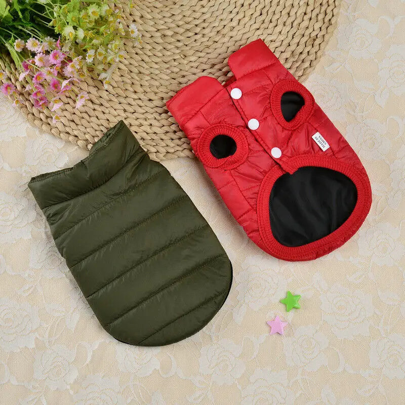 Pet Dog Padded Vest Jacket Warm Clothes Puppy Pet Clothes Winter Sleeveless Coat Clothing For Dogs Costume Vest Apparel PawPrint Treasures