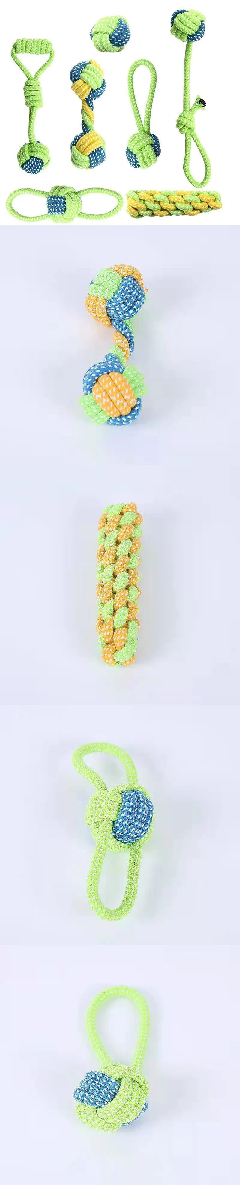 Interactive Cotton Rope Dog Toys, Mini Chew Ball & Toothbrush Toy for Puppy Teeth Cleaning, Durable Pet Accessories for Small to