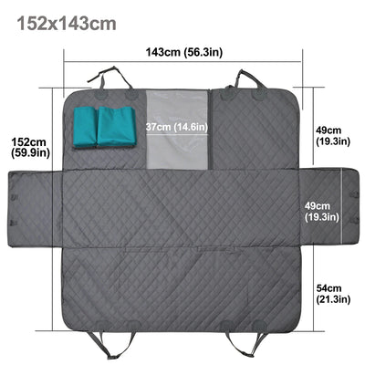 Dog Carriers Waterproof Rear Back Pet Dog Car Seat Cover Mats Hammock Protector with Safety Belt for Car and Large SUVs, Trucks