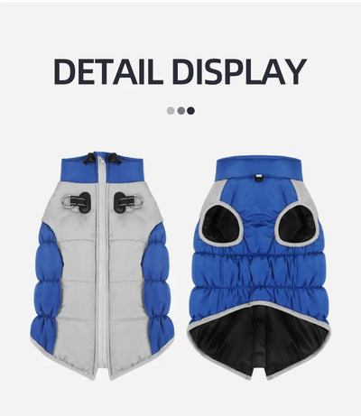 Winter Clothes for Dogs Windproof Cotton Clothing for Pets Rainproof Large Dogs Coat Reflective Overall Dog Leash Pet Clothing