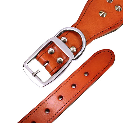 Genuine Leather Dog Collar Durable Adjustable Dog Collars Medium Large Real Leather Pet Pitbull Shepherd Pug Necklace for Dogs