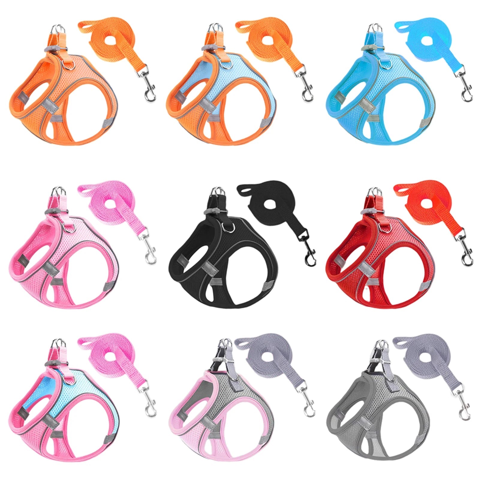 Cat Dog Harness Vest Chest Rope Set Reflective Breathable Adjustable Pet Harness for Small Medium Dogs Outdoor Walking PawPrint Treasures