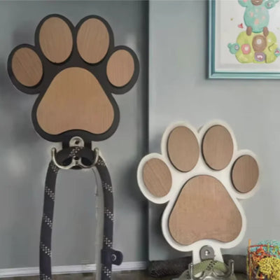 Paw Print Dog Leash Hanger Wall Hook Wooden Coats & Collars Holder Claw Design Gift for Dog Lovers