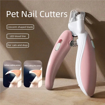 LED Illuminated Pet Nail Trimmer Dog Cat Claw Cutter Portable Grooming Scissors Sharp Blade Pet Nail Clipper Pet Accessories