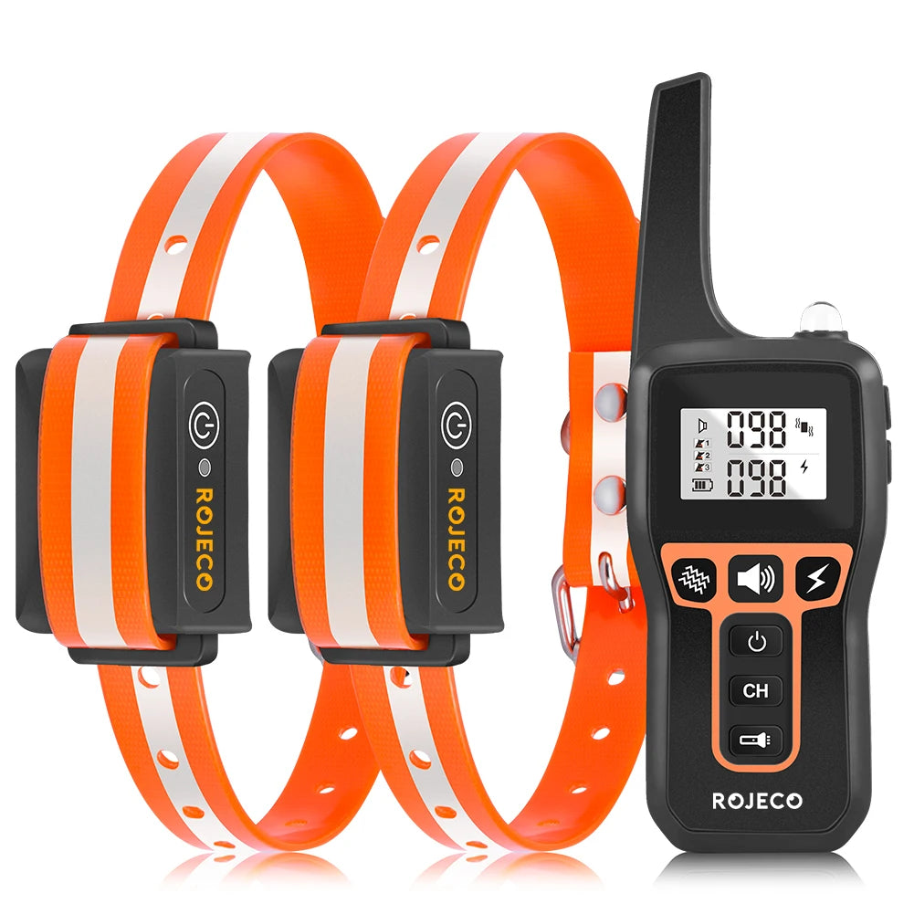 ROJECO 1000m Electric Dog Training Collar Remote Control Waterproof Rechargeable Pet Dog Bark Stop Shock Collar Electric Shocker