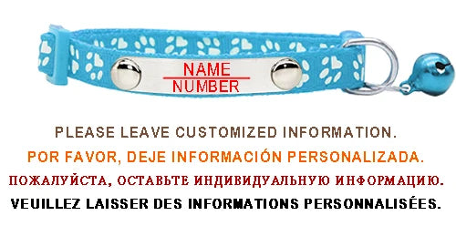 Personalized ID Paw Dog Collar Adjustable Nylon with Bell Custom Engraving Puppy Kittens Necklace for Cat Collar