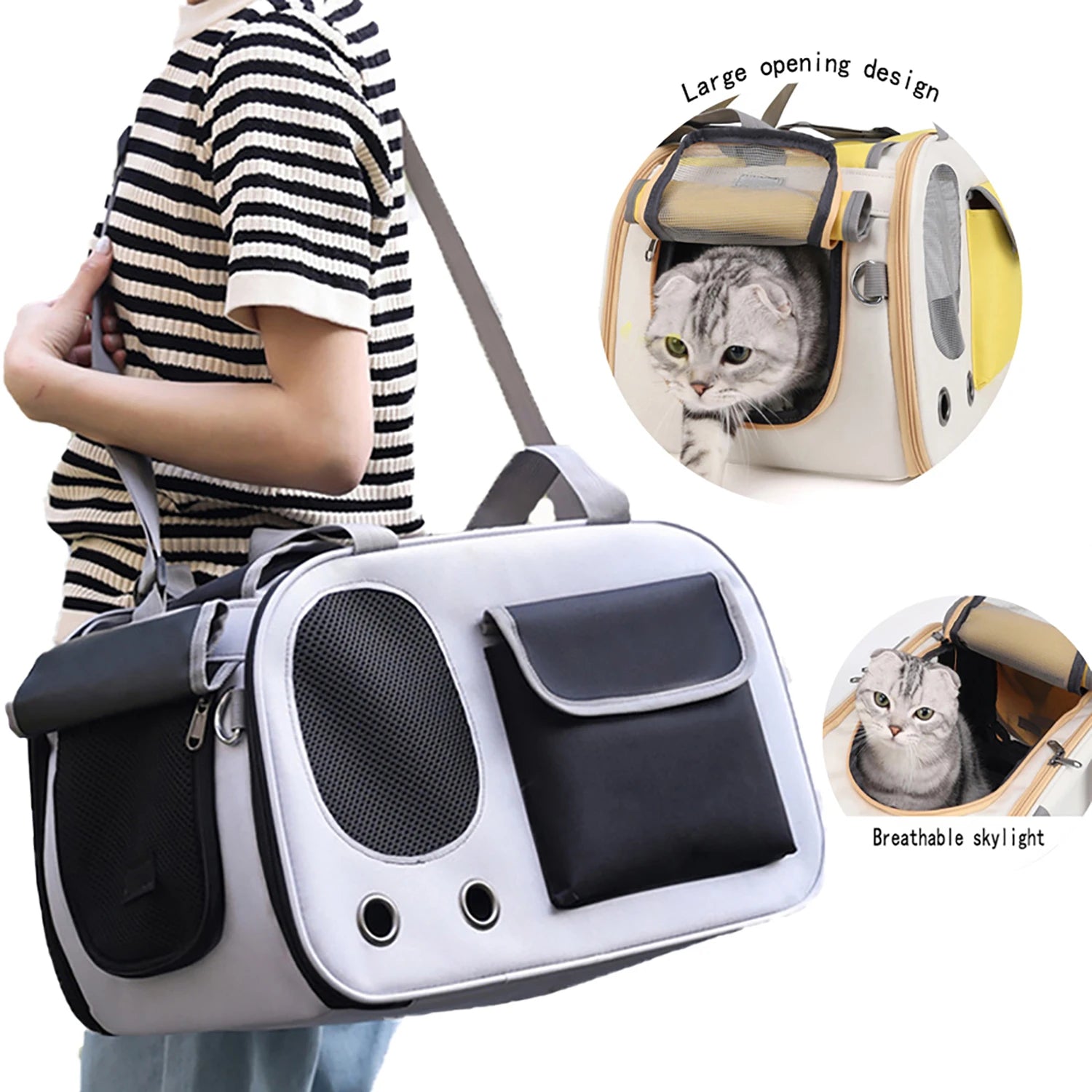 Foldable Airline Approved Pet Carrier Bag for Small Dogs Cats Rabbits Puppies - Durable Oxford Fabric Travel Tote with Ventilati