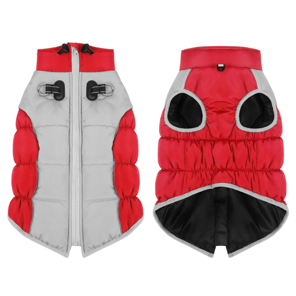 Winter Clothes for Dogs Windproof Cotton Clothing for Pets Rainproof Large Dogs Coat Reflective Overall Dog Leash Pet Clothing