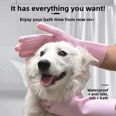 Pet Bathing Gloves for Dogs And Cats Thickened Anti-Scratch Bite Proof Shampooing Tool for Teddy Golden Retriever Bathing Gloves