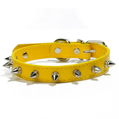 Spiked Dog Collar for Small Breed Dogs One Row Studded Leather Pet Collar Anti-Bite Neck Strap for Puppies Adjustable Cat Collar