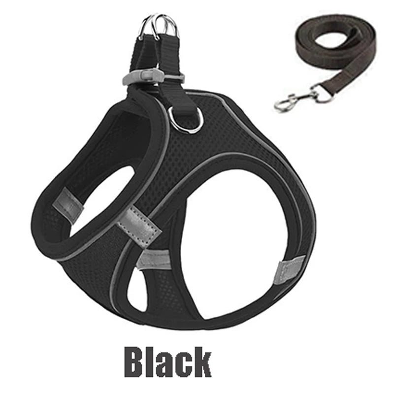 Reflective Pet Harness Dogs Strap with Leash Adjustable Harness Vest Breathable Collars for Chihuahua Small Large Dogs