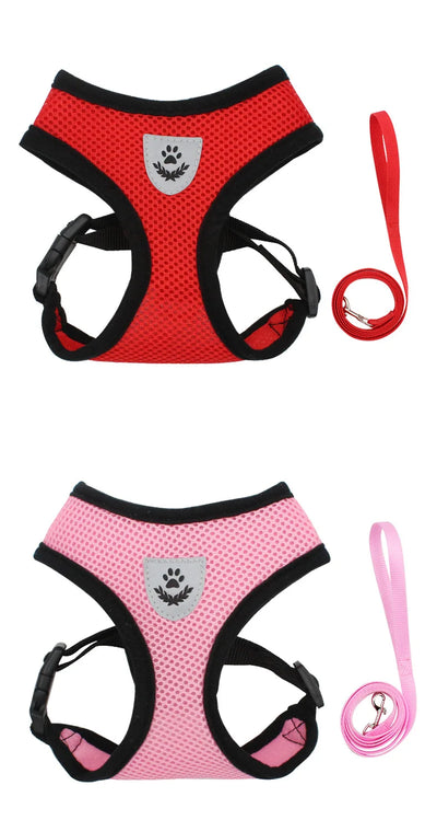 Small Dog Harness and Leash Set Summer Puppy Breathable Mesh Reflective Cat No Pull  Dog Reflective  Adjustable Pet Vest Style
