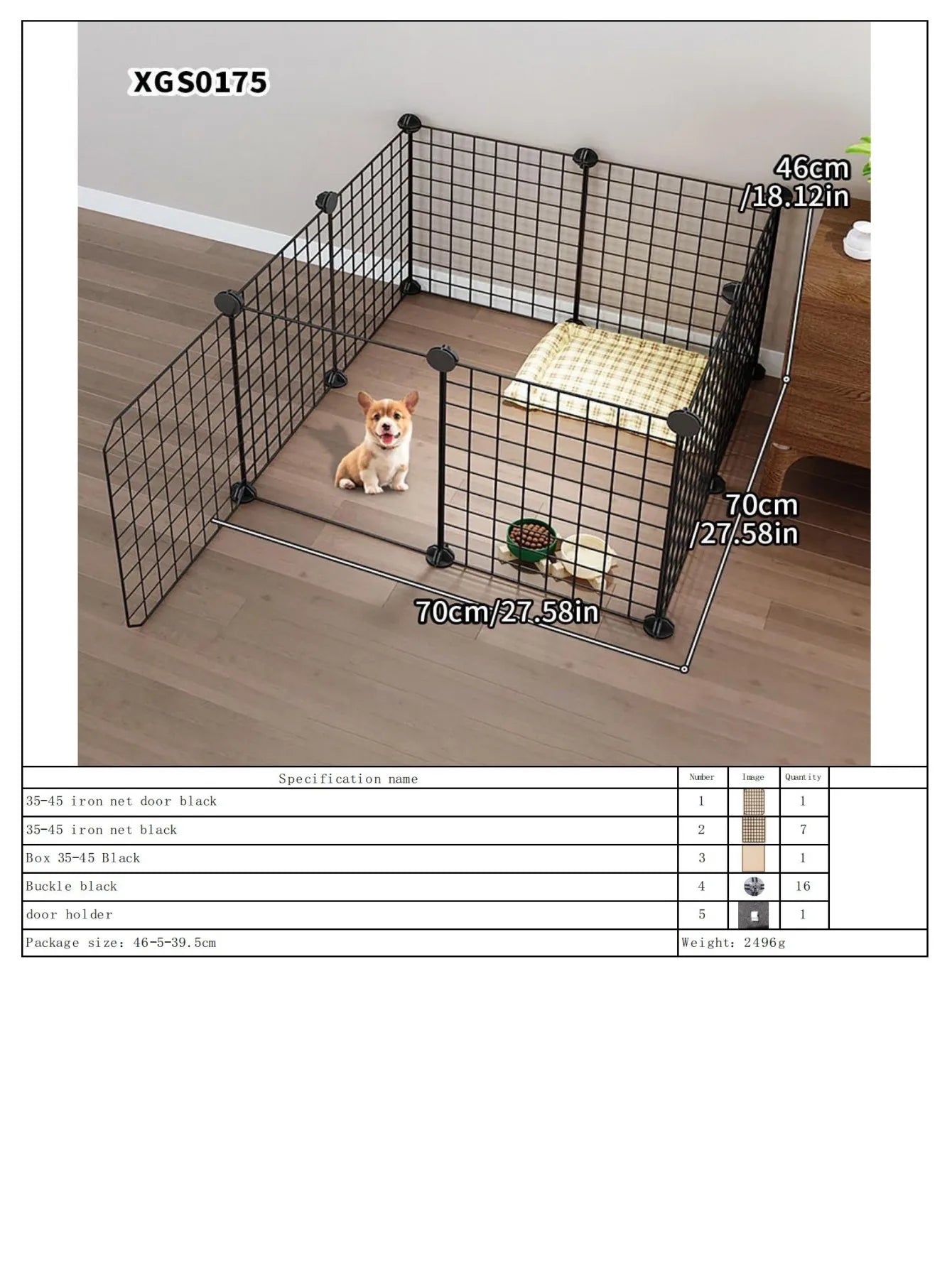 Dog Fence Small Size Dogs Home Indoor One Bedroom One Bathroom Pet Fence Kennel with Toilet Area Anti-Jailbreak Dog Cage