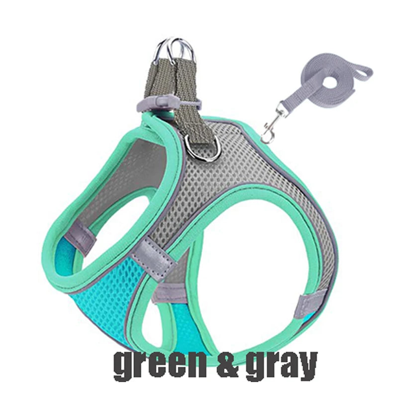Reflective Pet Harness Dogs Strap with Leash Adjustable Harness Vest Breathable Collars for Chihuahua Small Large Dogs