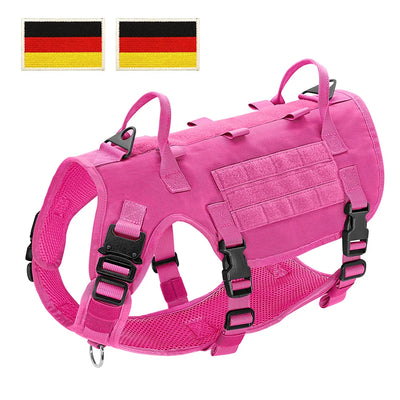 Military Tactical Big Dog Harness Vest Durable Nylon Dog Training Harnesses with Flags Adjustable for Large Dogs German Shepherd