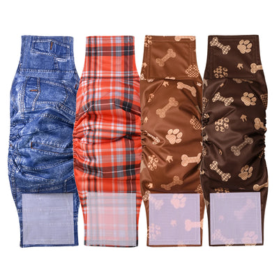 Ohbabyka 4Pack Washable Belly Bands for Male Dogs Reusable Adjustable Male Dog Diaper High Absorbing Belly Bnad for Small Dogs
