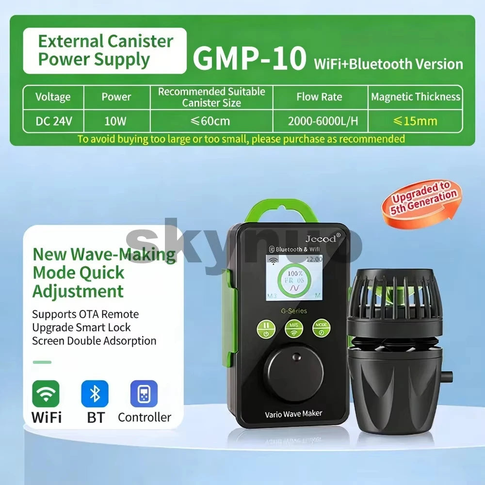 Jebao Jecod GMP Series Cordless Wave Maker Pump with APP Control, WIFI & Bluetooth Silent Frequency Conversion Flow Pump for Mar