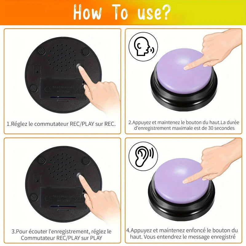 Recording Button, Pet Toy, Dog Communication Button, Pet Training Buzzer, Conversation Recording Button, Smart Toy