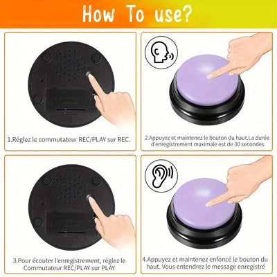 Recording Button, Pet Toy, Dog Communication Button, Pet Training Buzzer, Conversation Recording Button, Smart Toy