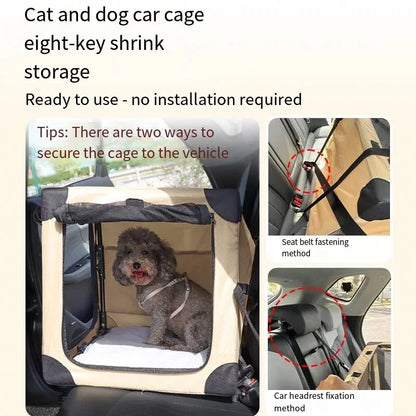 High-quality Pet Car Dog Cage for Travel Spare Box Cage Large Dog Car Foldable Cat Bed Large Space Pet Cage PawPrint Treasures