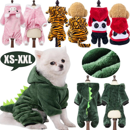 Pet Clothes for Small Medium Dogs Flannel Dog Jumpsuits Soft Comfortable Winter Warm Dog Cat Costume  Chihuahua Teddy Pet Coats PawPrint Treasures