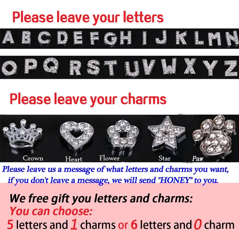 Personalized Dog Collar Fashion Bling Rhinestone Pet Free Diy Name Dog Necklace Custome Leather Dog Collars Pet Dog Accessories