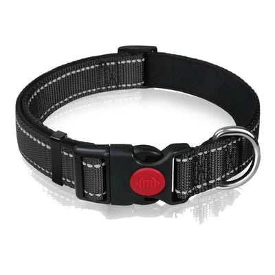 Adjustable Nylon Dog Collar Reflective Pet Traction Collar Quick Release Buckle with Safety Lock  Lining Soft Pet Supplies