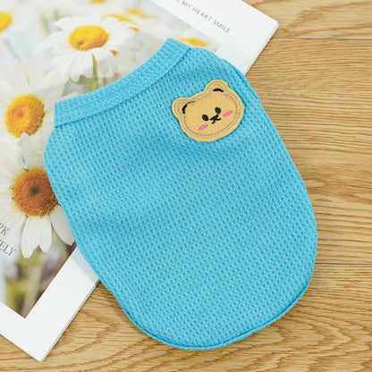 Cat Clothes Waffle Bear Pet Vest Summer Teddy Chihuahua Small Dog Two legged Clothes Cat Puppy Clothes Pet Costume PawPrint Treasures