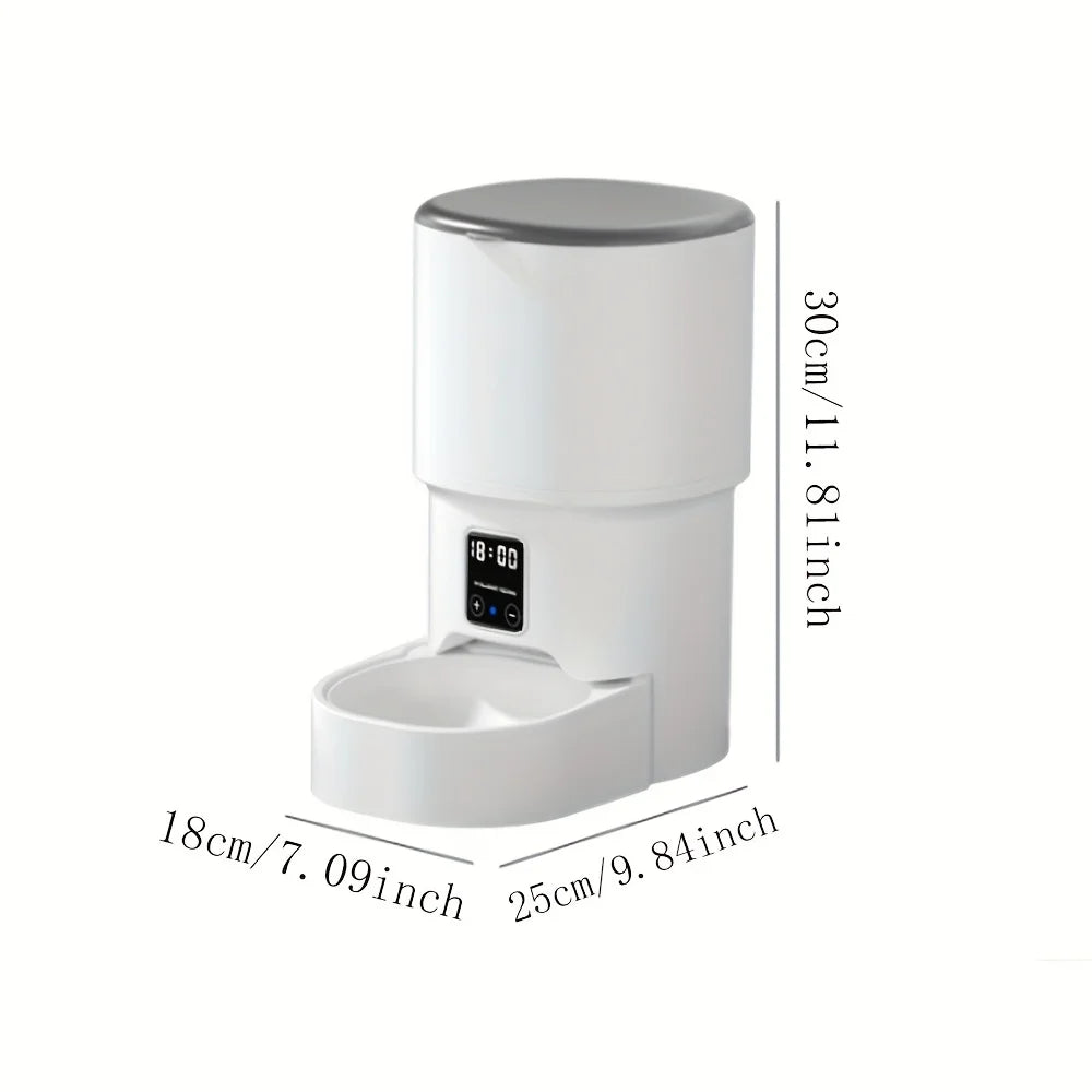 4L Button Automatic Cat Feeder Intelligent Control Cat and Dog Pet Feeder Smart Pet Cat Food Dispenser Pet Feeder(No 5V 1A plug)